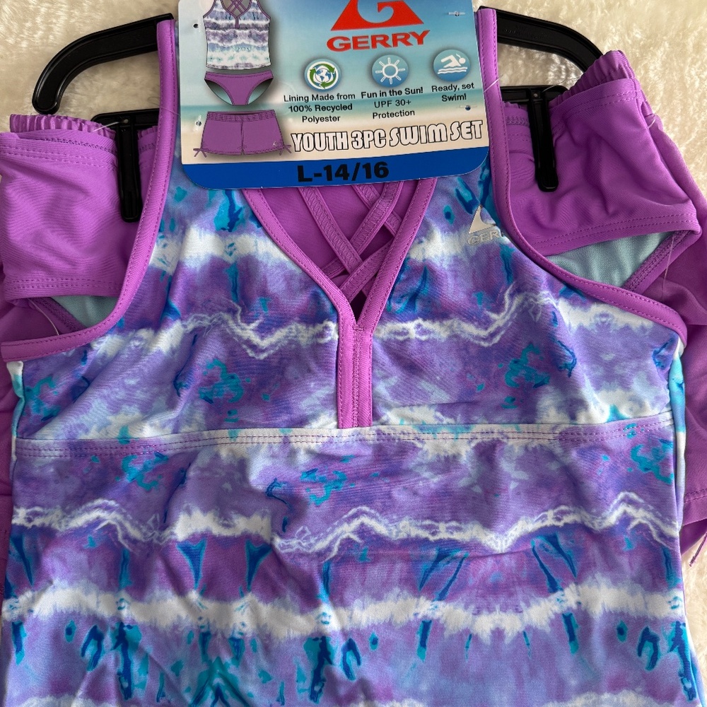 Gerry Girls 3-Piece tankini & Shorts Swimsuit Set